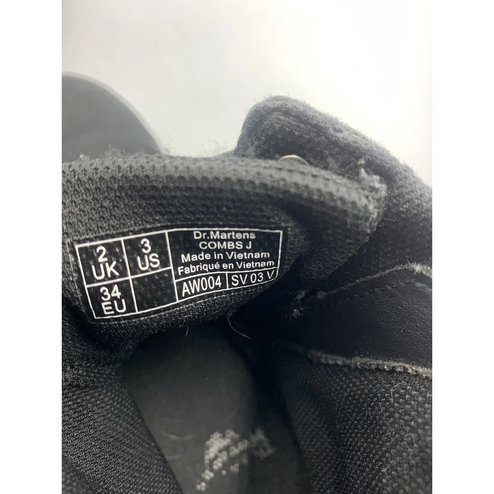 Dr Martens Combs J Size 3 Kids Black Canvas High Top Combat Boots Zipper